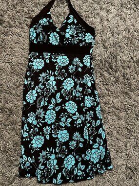 Y2K Chocolate Brown and Turquoise Summer Dress